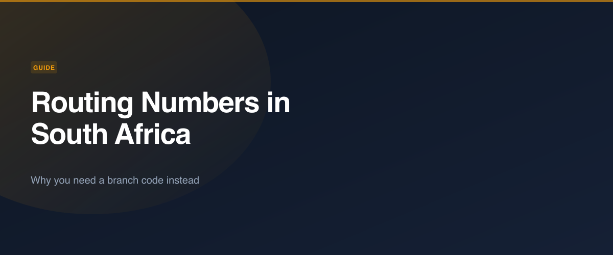 Routing numbers vs branch codes in South Africa